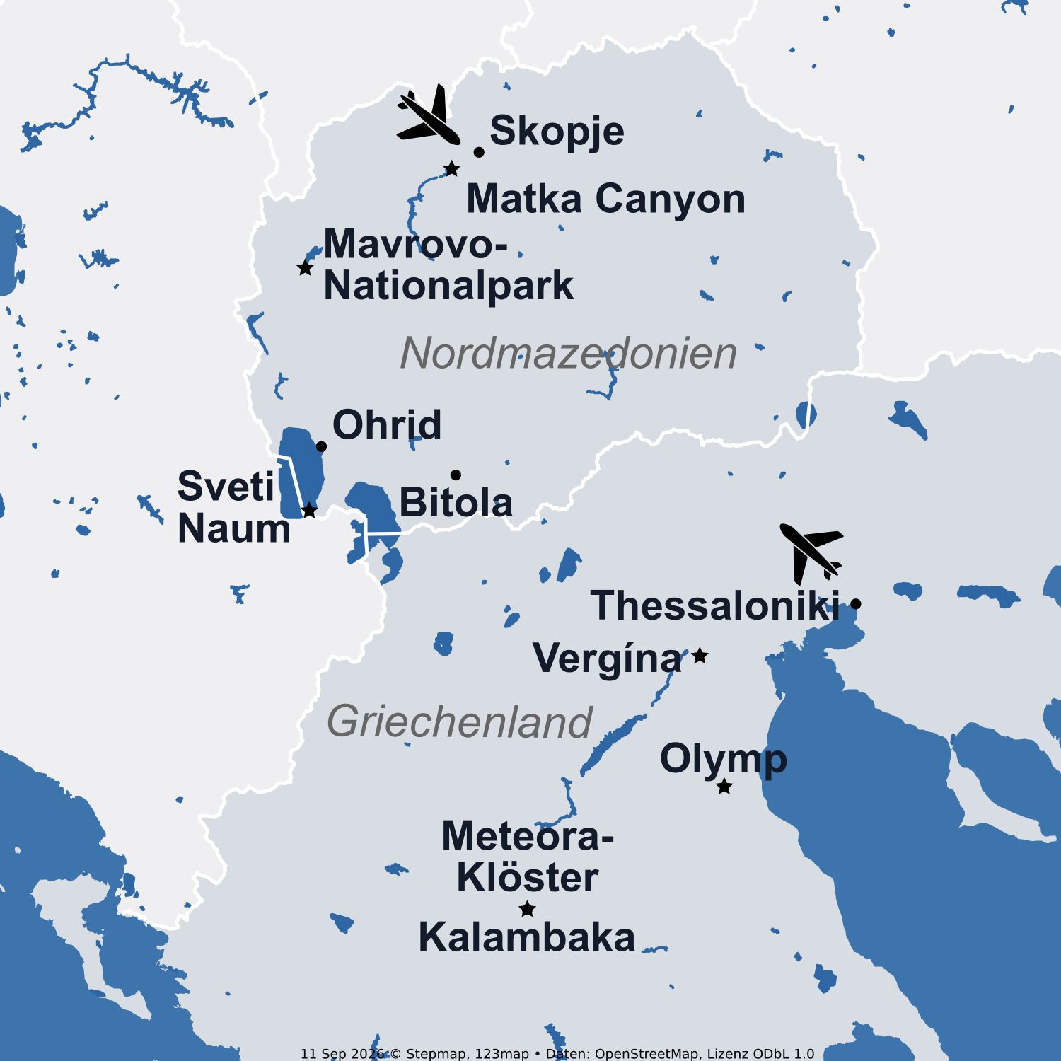 Karte Nordmazedonien & Nord-Griechenland 2027