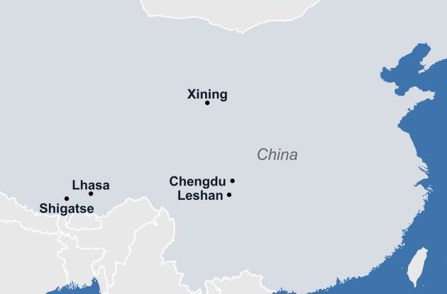 Karte Sieben Tage Tibet Erlebnis Suedwest China 2026