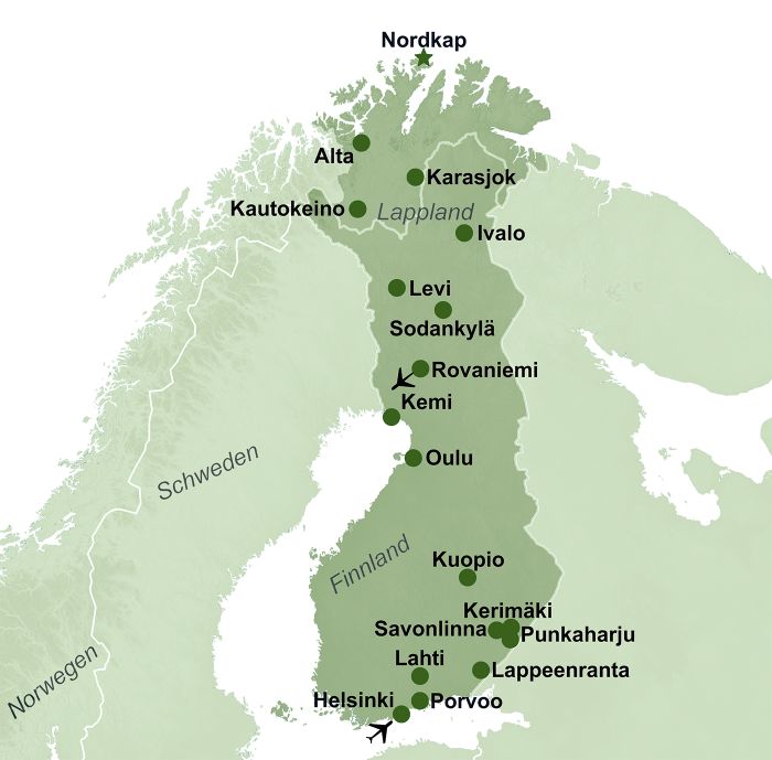 Karte Finnland Lappland Nordkap 2026