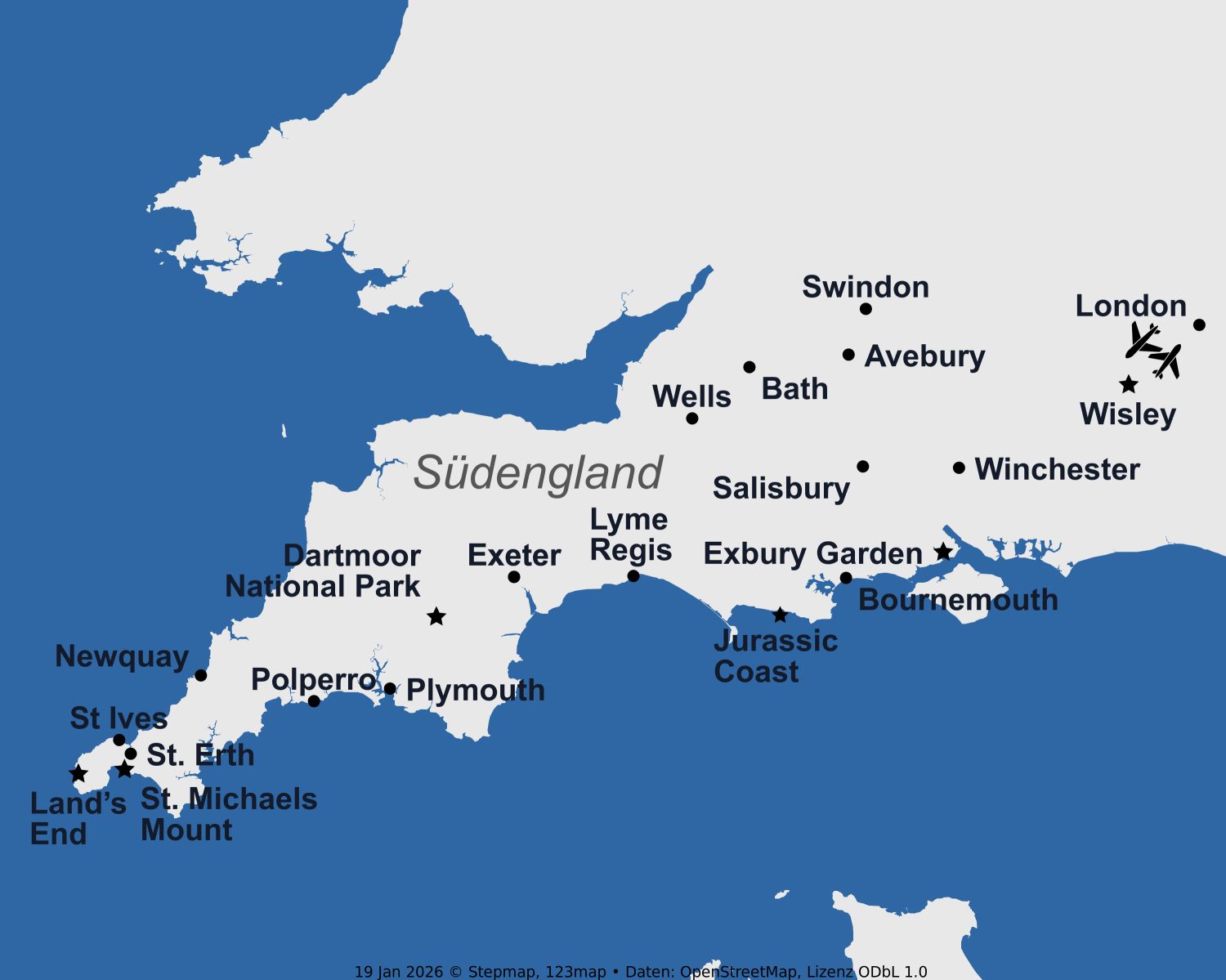 Karte Suedengland Bluetenzauber 2027