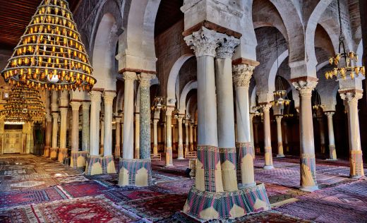 Innenraum Der Gro&szlig;en Moschee Von Kairouan
