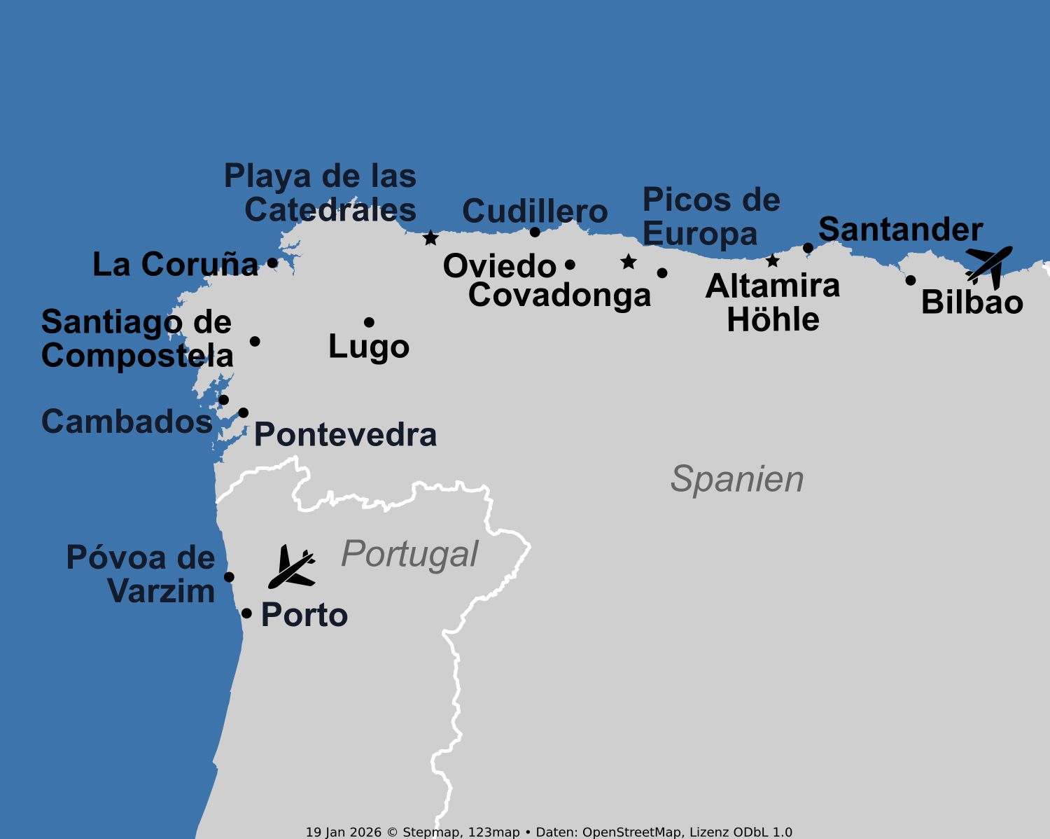Karte Nordspanien 2027
