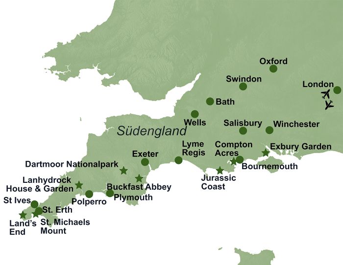 Karte Suedengland Cornwall Wildromantisch 2026