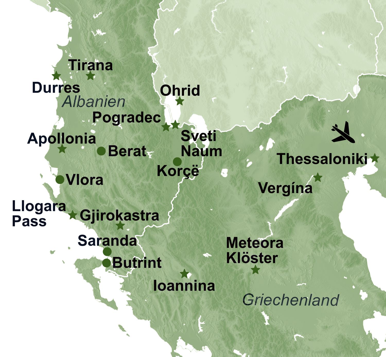 Karte Nord Griechenland Albanien 2026