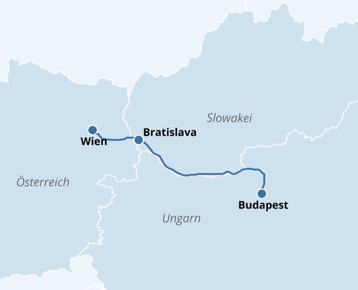 Karte Ms Nestroy Kurzkreuzfahrt Wien Bratislava Budapest Wien 2026