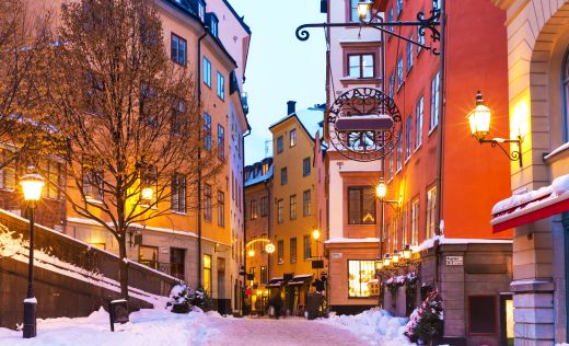 Winter in der Altstadt von Stockholm