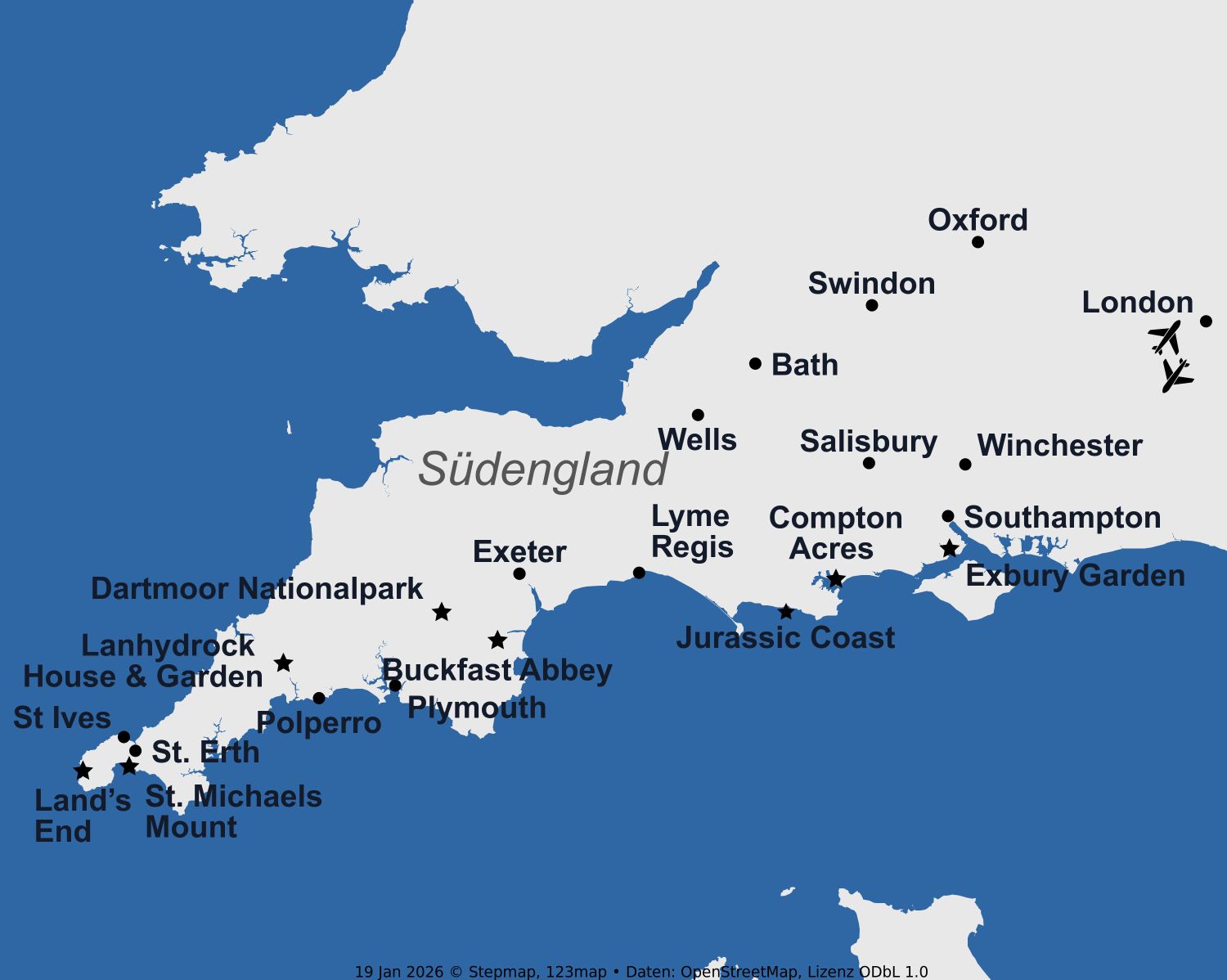 Karte Suedengland Cornwall Wildromantisch 2027
