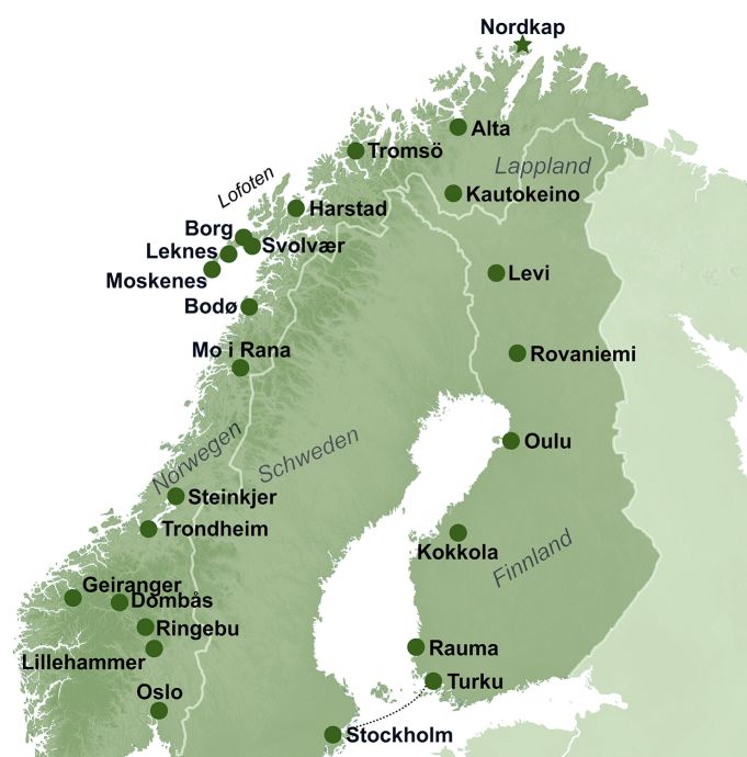 Karte Grosse Skandinavien 2026