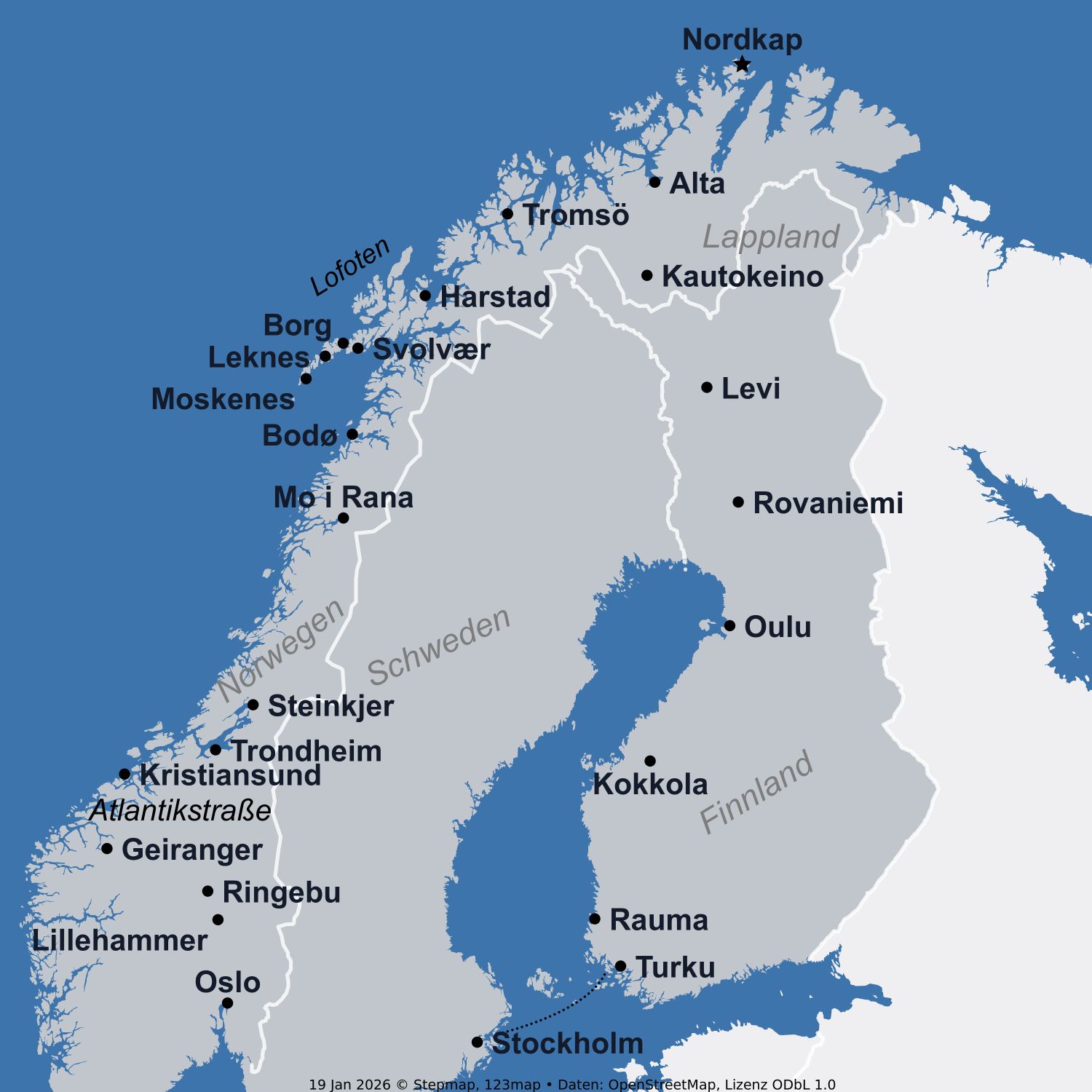 Karte Grosse Skandinavien 2027
