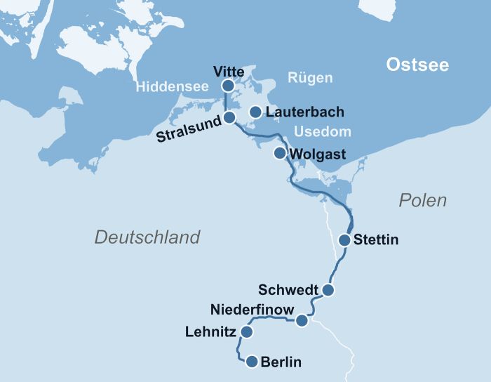 Karte MS Chopin Stralsund Berlin