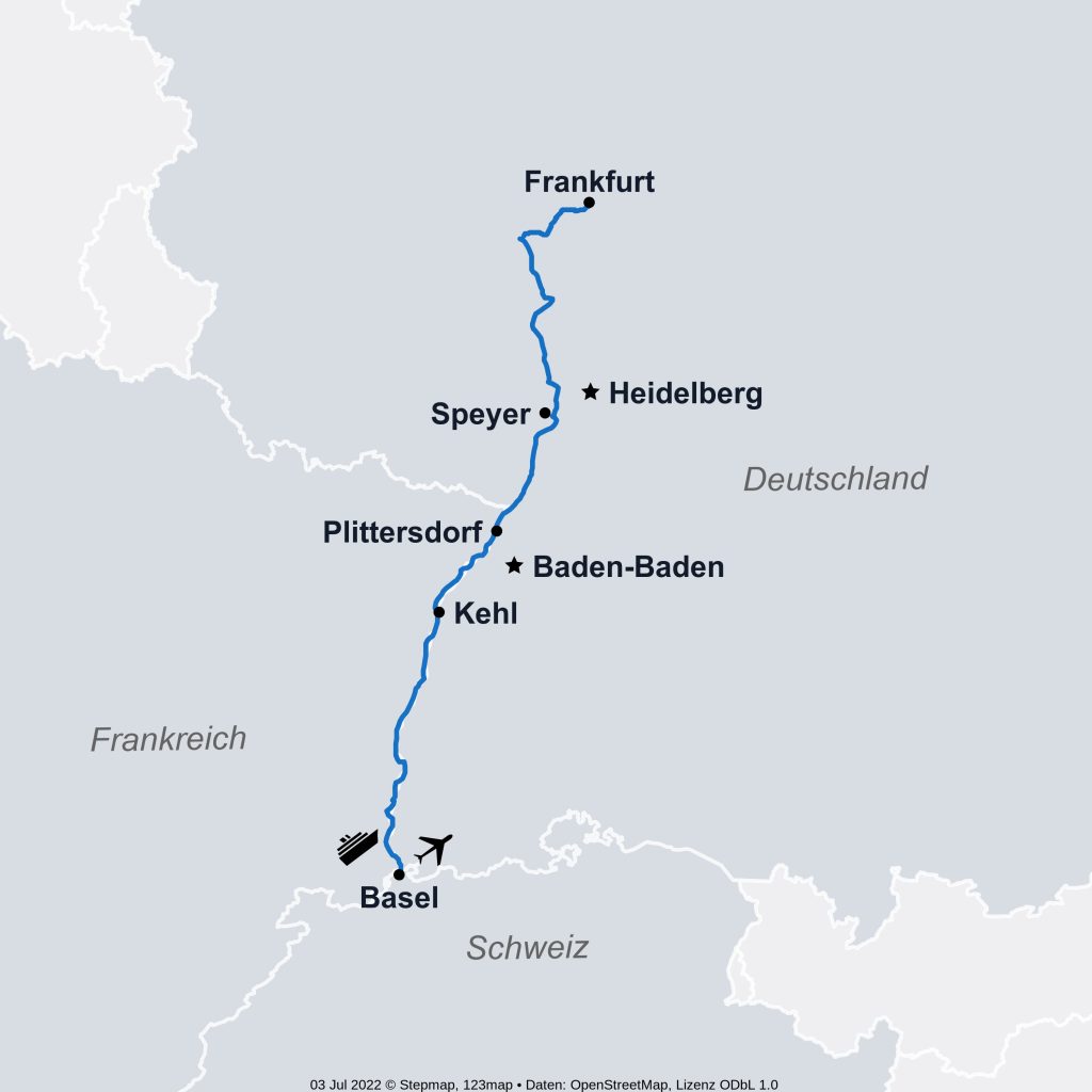 Karte Prestige Adventfahrt-Basel-Frankfurt-Basel 2022