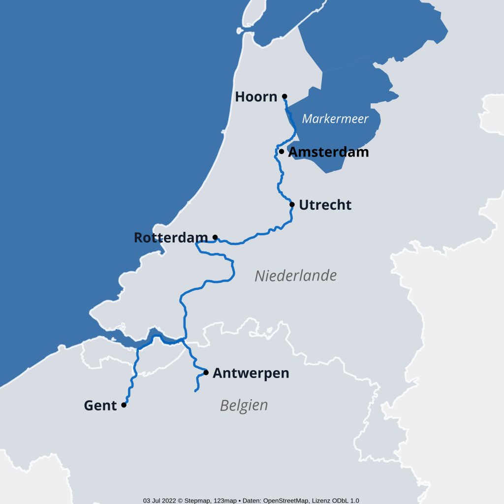 Karte MS Nestroy Holland & Flandern